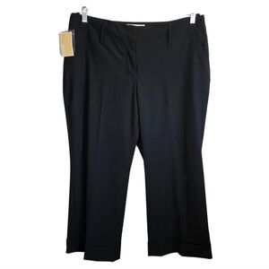 Michael Kors Black Cropped Trousers Size 16 High Rise Cuffed Hem Dress Pants New
